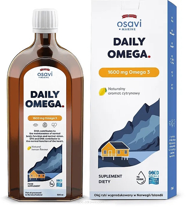 Omega 3 Dietary Supplement, 1600 mg, Lemon Flavor - Osavi Daily Omega — photo N2