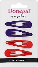 Fragrances, Perfumes, Cosmetics Hair Clips FA-5627, 4 pcs, purple + red - Donegal