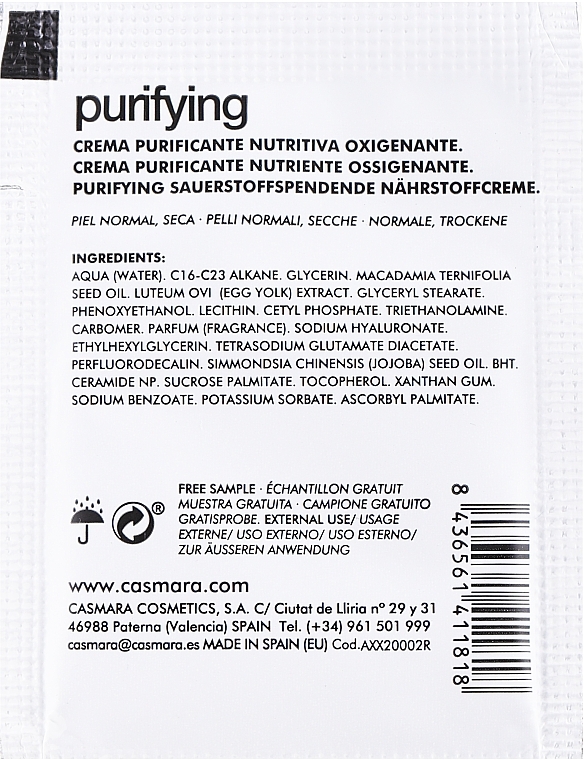 GIFT! Nourishing Face Cream - Casmara Pure Oxygen Hydro-Nutri Oxygenating Cream O2 — photo N2