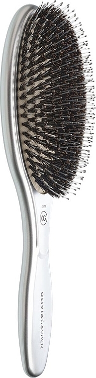 Hair Brush - Olivia Garden Expert Care Oval Boar&Nylon Bristles Silver — photo N2