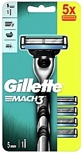 Shaving Razor with 5 Replaceable Cassettes - Gillette Mach3 — photo N1