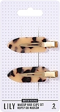 Hair Clip Set, 2 pcs. - Sister Young Lily Light Leopard Print — photo N1