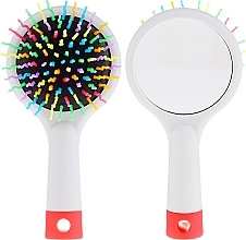 Hair Brush with Mirror, grey - Twish Handy Hair Brush with Mirror Light Grey — photo N1