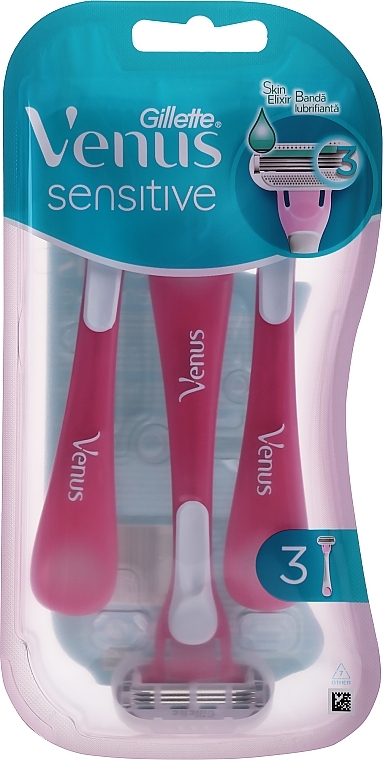 Disposable Shaving Razors for Sensitive Skin, 3 pcs - Gillette Venus Sensitive — photo N1