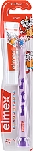 Kids Toothbrush Soft (0-3 years), lilac with giraffe - Elmex Learn Toothbrush Soft + Toothpaste 12ml — photo N1