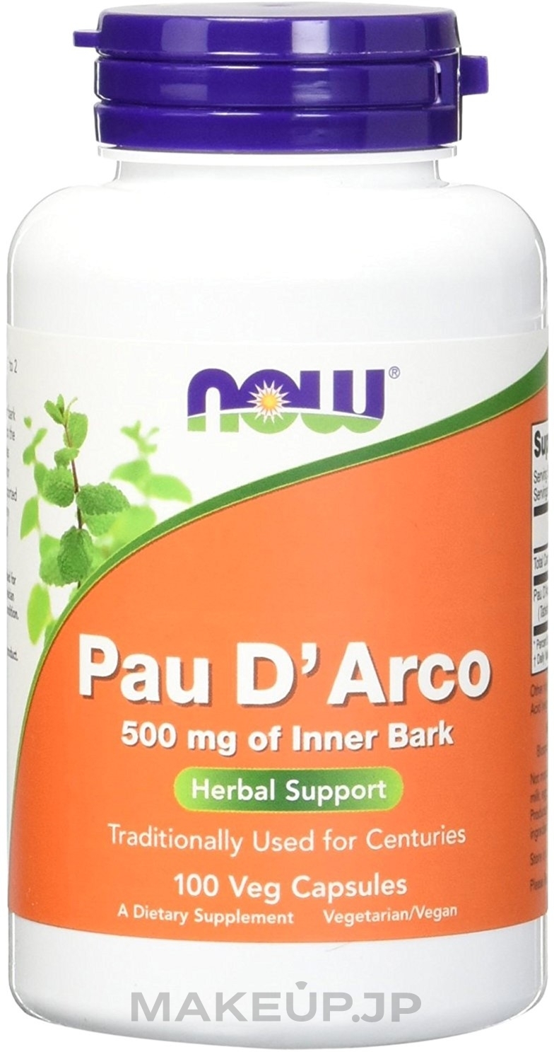 Capsules "Ant Tree Bark" 500 mg - Now Foods Pau D'Arco — photo 100 ЊВ.