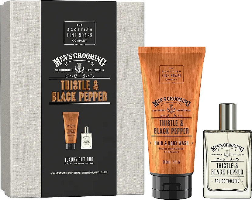 Scottish Fine Soaps Men’s Grooming Thistle & Black Pepper - キット (edt/50ml + b/wash/200ml)	 — photo N1