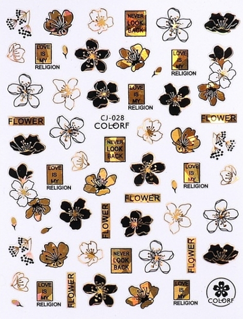 Nail Stickers, self-adhesive, black gold, CJ-028 - Deni Carte 88239 — photo N9