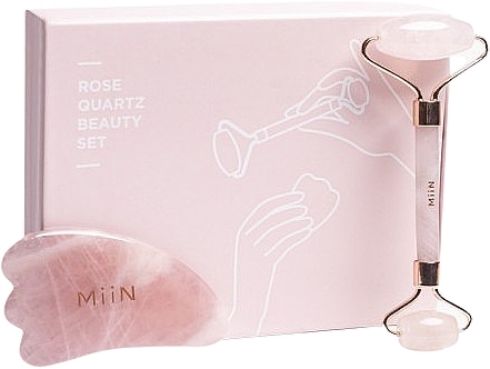 Set - Miin Korean Cosmetics Rose Quartz Beauty Set (guasha/1pcs + roller/1pcs) — photo N1