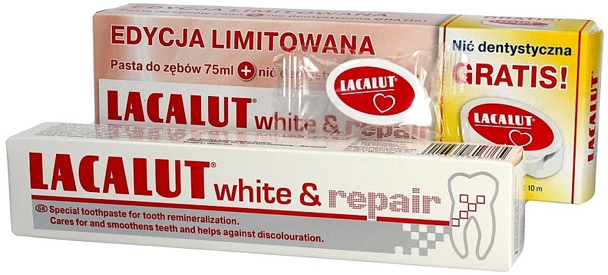 Set - Lacalut White & Repair Set (t/paste/75ml + dental/floss) — photo N1