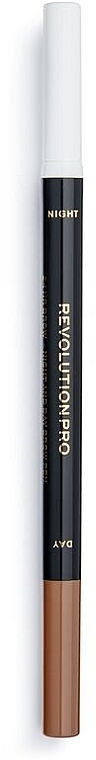 Eyebrow Pencil 2 in 1 - Makeup Revolution Pro 24hr Day&Night Brow Pen — photo N1