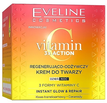 Brightening & Revitalizing Face Cream - Eveline Cosmetics Vitamin C 3x Action Instant Glow & Repair Cream — photo N1