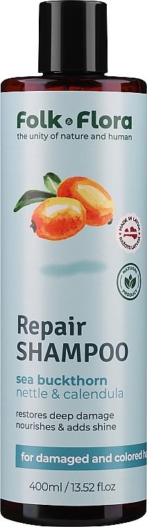 Repair Shampoo for Damaged & Colour-Treated Hair - Folk&Flora Repair Shampoo — photo N1