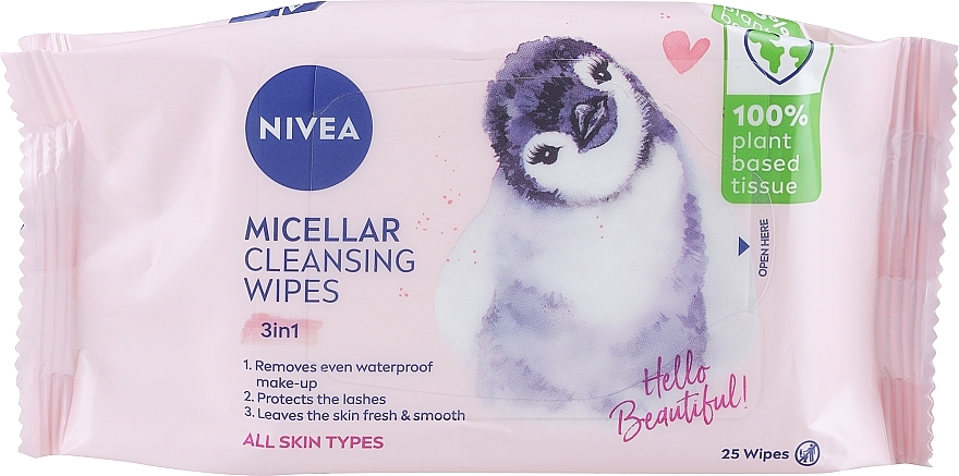 Biodegradable Micellar Makeup Remover Wipes - NIVEA Biodegradable Micellar Cleansing Wipes 3 In 1 Penguin — photo N1