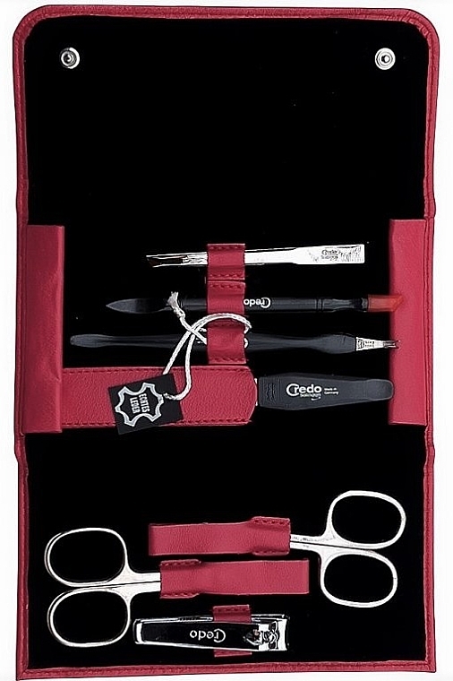 Manicure Set 'Summer Folding', 7 pieces in a red case - Credo Solingen Luxurious — photo N2