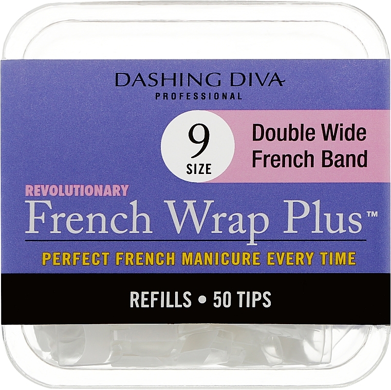 Wide Tips 'French Smile+' - Dashing Diva French Wrap Plus Double Wide White 50 Tips (Size 9) — photo N3