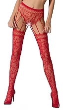 Fragrances, Perfumes, Cosmetics Erotic Fishnet Tights with Imitation stockings S003, red - Passion