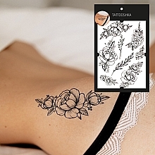 Temporary Tattoo "Peonies with Branches" - Tattooshka — photo N4