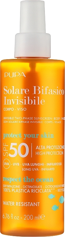 Biphase Face & Body Sunscreen SPF50 - Pupa Two-Phase Sunscreen SPF 50 Body&Face — photo N1