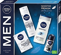 Set - NIVEA MEN Sensitive Premium (sh/gel/250ml + deo/50ml + ash/balm/100ml + foam/200ml) — photo N1