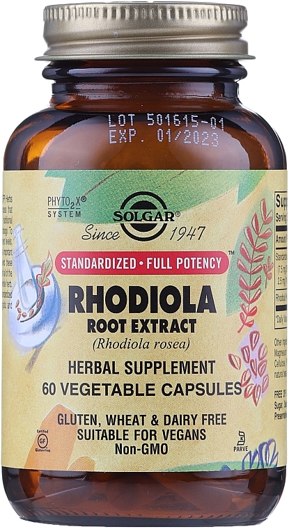 Herbal Supplement 'Rhodiola Root Extract' - Solgar Rhodiola Root Extract Herbal Supplement — photo N2