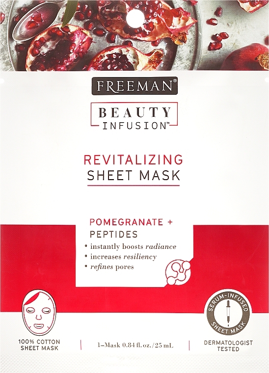 Repairing Face Sheet Mask - Freeman Beauty Infusion Revitalizing Peel-Off Mask Pomegranate + Peptides — photo N1