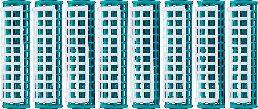 Curlers with Cover, turquoise and white, 8 pcs - Deni Carte — photo N1