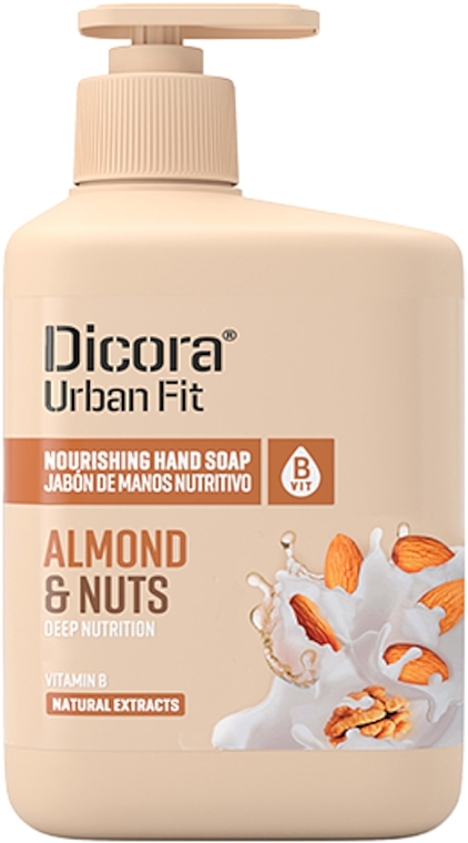 Vitamin B Liquid Hand Soap "Almond & Nuts" - Dicora Urban Fit Nourishing Hand Soap Vit B Almont & Nuts — photo N1