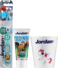 Fragrances, Perfumes, Cosmetics Set, glass with unicorn, variant 2 - Jordan Kids (toothpaste/50ml + toothbrush/1pc + cup)