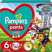 Diaper Pants, size 6 (14-19 kg), 60 pcs - Pampers Pants Paw Patrol — photo N1