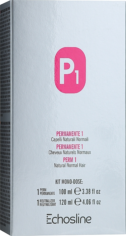 Perm Kit for Normal Hair - Echosline Perm P1 (neutralizer/120ml + perm/100ml) — photo N5