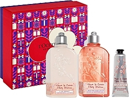 Fragrances, Perfumes, Cosmetics Set - L'Occitane Cherry Blossom (sh/gel/250ml + b/lot/250ml + h/c/30m)