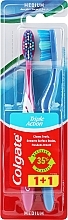 Medium-Hard Toothbrush Set 'Triple Action', 2 pcs, blue, crimson - Colgate Triple Action Medium — photo N1