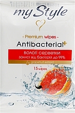 Antibacterial Wet Wipes with Grapefruit Extract, 15 pcs - My Style — photo N1
