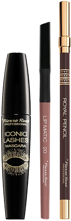 Set - Pierre Rene Smoky Brown (mascara/15ml + eye/pencil/1.6g + lip/pencil/0.4g) — photo N4