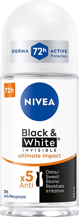 5in1 Roll-On Deodorant Antiperspirant - Nivea Black & White Invisible Ultimate Impact 5in1 Roll-On — photo N1