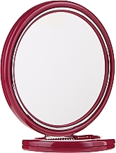 Double-Sided Round Mirror 9509, on stand, burgundy, 18,5 cm - Donegal Mirror — photo N1