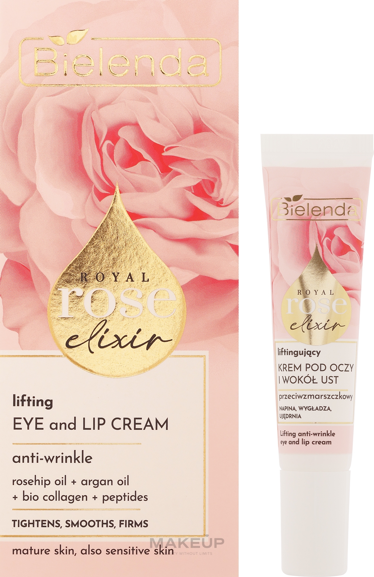 Eye and Lip Cream - Bielenda Royal Rose Elixir Lifting Anti-Wrinkle Eye And Lip Cream — photo 15 ml
