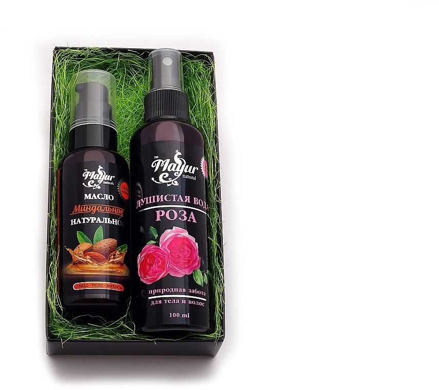 Hair & Skin Gift Set "Almond & Rose" - Mayur (oil/50ml + b/mist/100ml) — photo N2