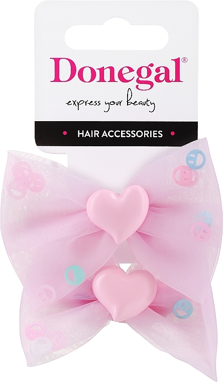 Donegal - Hair Tie Set FA-5602, 2 pcs, pink bows — photo N1