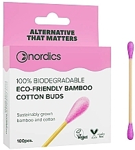 Fragrances, Perfumes, Cosmetics Bamboo Cotton Buds, 100 pieces, pink - Nordics Bamboo Cotton Buds Pink
