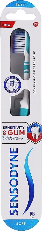 Toothbrush 'Anti Teeth Sensitivity & Gums Protection', turquoise - Sensodyne Sensitivity & Gum Soft Toothbrush — photo N1