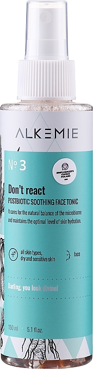 Soothing Face Toner - Alkmie Microbiome Dont React Face Tonic — photo N2