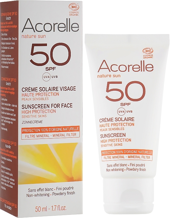 Facial Sun Cream with Powder Effect - Acorelle Sunscreen High Protection SPF50 — photo N1