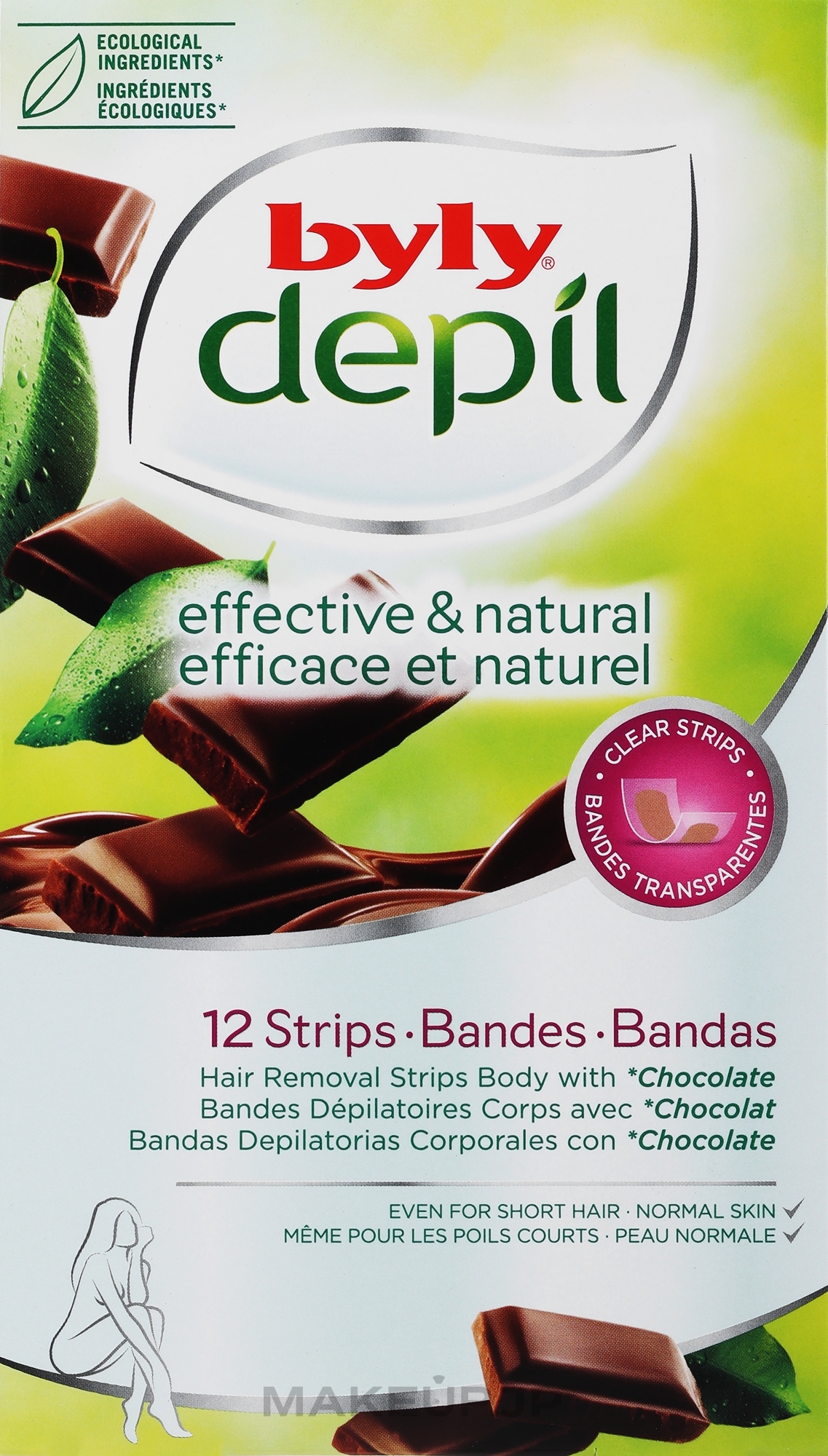 Body Depilation Wax Strips "Chocolate" - Byly Depil Chocolate Hair Removal Strips Body — photo 12 szt.