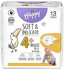 Baby Diapers 9-15 kg, size 4+ Maxi Plus, 13 pcs - Bella Baby Happy Soft & Delicate — photo N1
