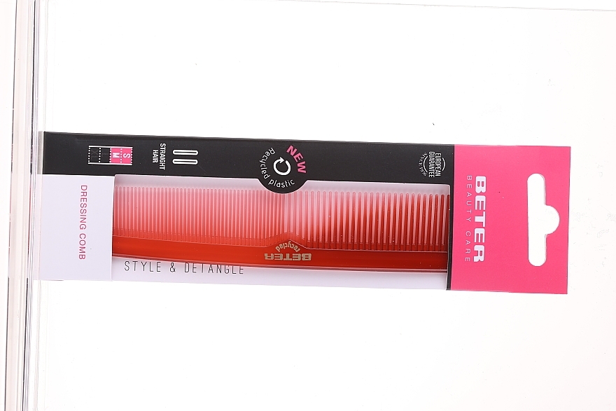 Hair Comb, 15.5 cm, red - Beter Beauty Care Styler Comb — photo N1