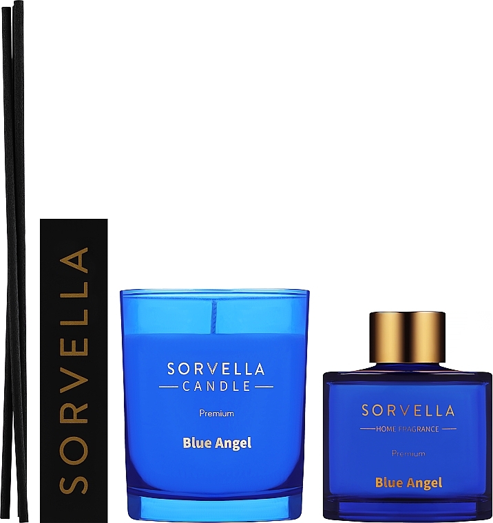 Set - Sorvella Perfume Home Fragrance Blue Angel (aroma diffuser/120ml + candle/170g) — photo N2