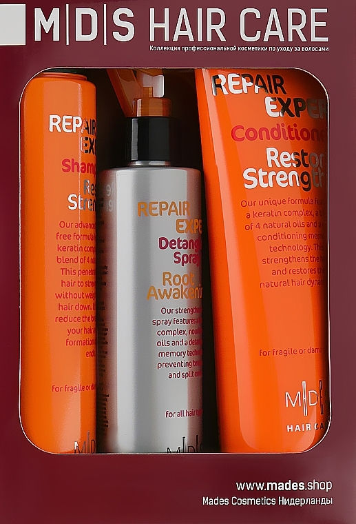 Set "Thickness Repair. Hair Rescue" - Mades Cosmetics (sham/250ml + cond/250ml + spray/200ml) — photo N1