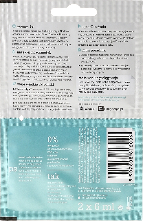 Deep Cleansing Mask - Tolpa Dermo Face Sebio Normalizing Deep Cleansing Mask — photo N2